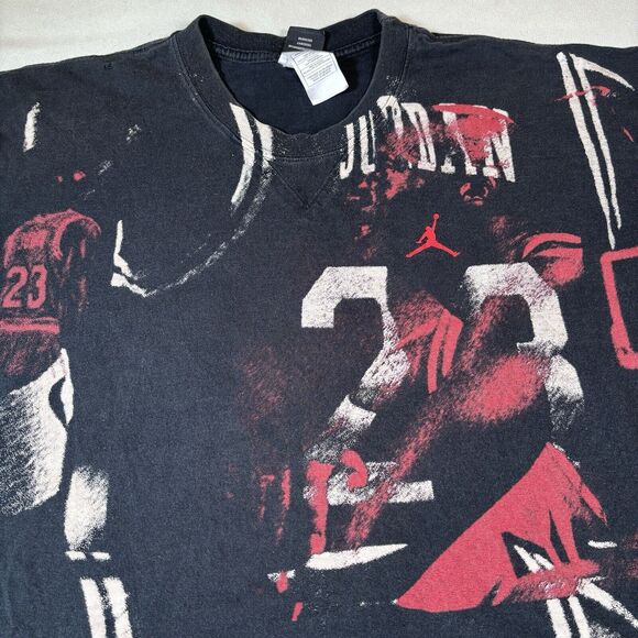 Vintage Y2k Jordan AOP Tee Mens Size XXL Black - Picture 7 of 13